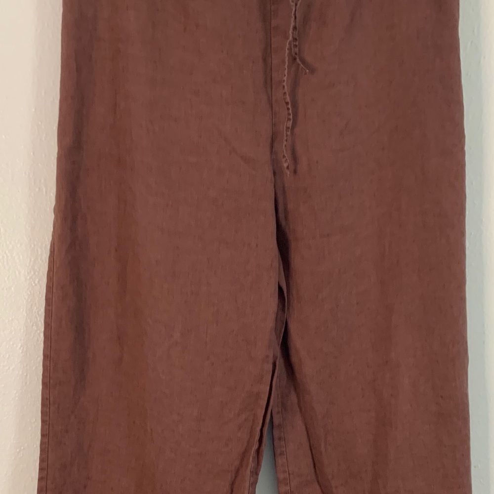 The Limited 100% linen brown drawstring wide leg pants lightweight size large - Picture 3 of 8